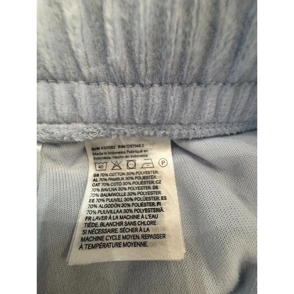 NWT Divided by‎ H&M XL Blue Velour Wide Leg Pintuck Seam Jog Pants